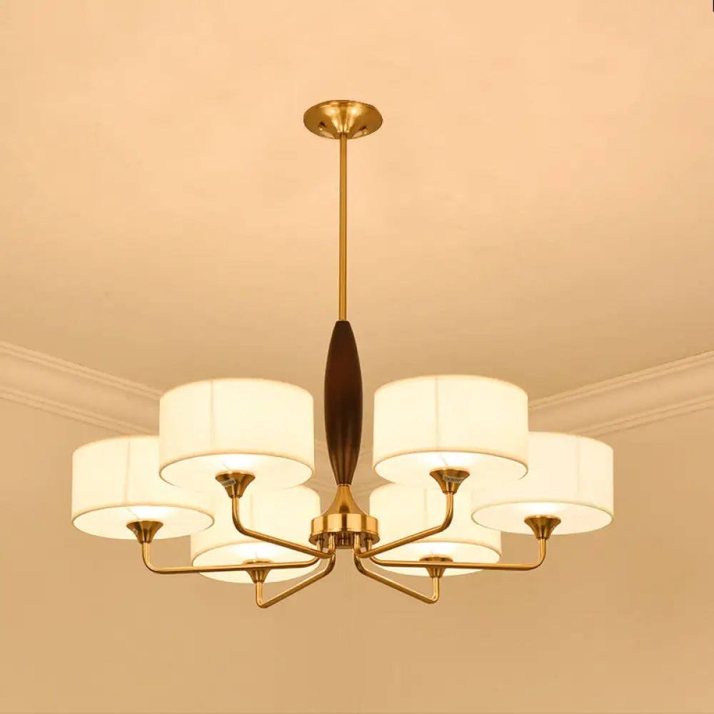 Brass Fabric Drum Chandelier: Minimalist Pendant Light For Living Room 8 /
