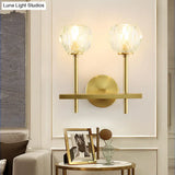 Brass Faceted Sconce With Crystal Shade - Minimalist Wall Mounted Light Fixture