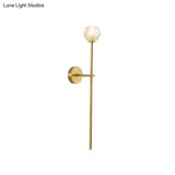 Brass Faceted Sconce With Crystal Shade - Minimalist Wall Mounted Light Fixture