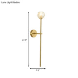 Brass Faceted Sconce With Crystal Shade - Minimalist Wall Mounted Light Fixture