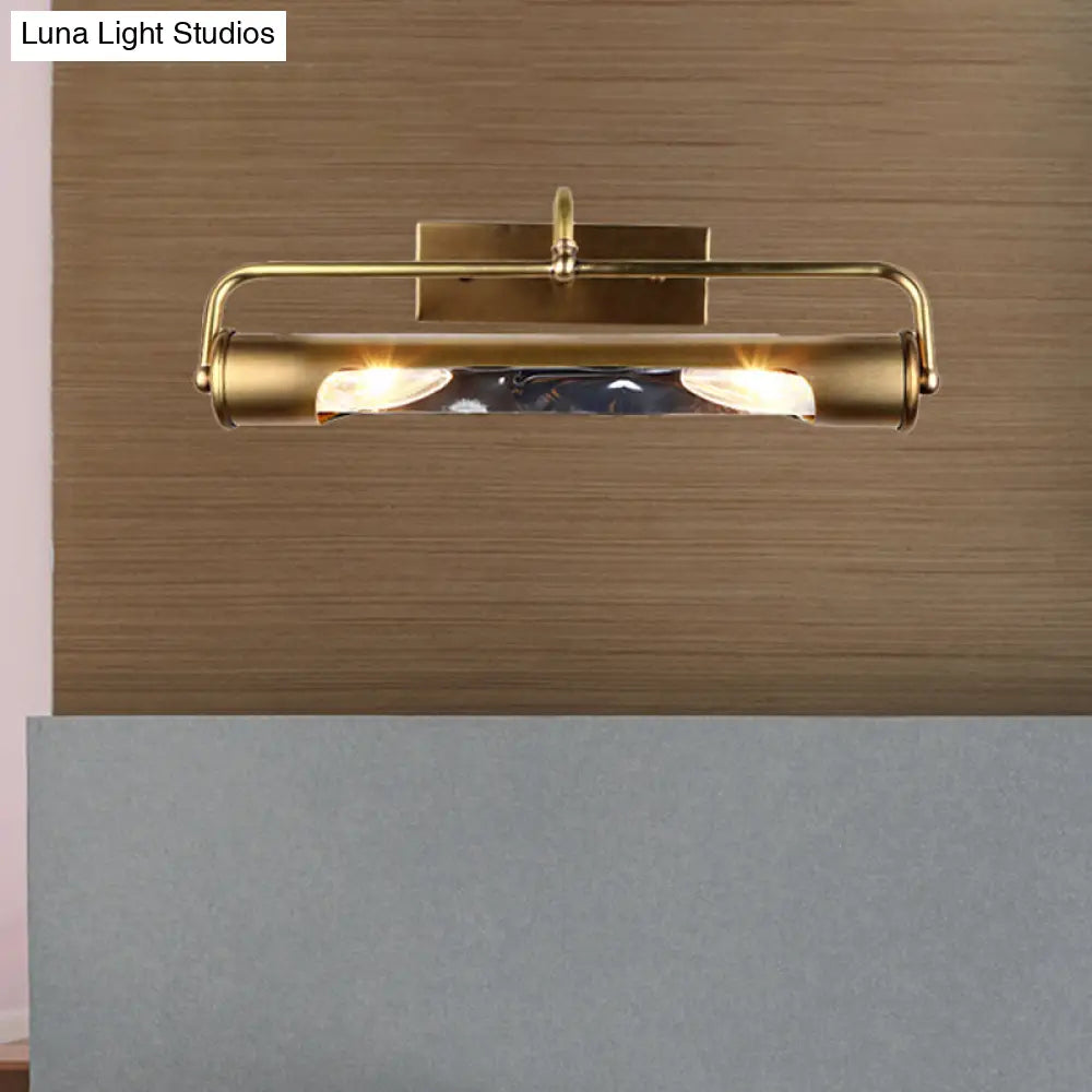 Brass Finish Vintage Vanity Lamp - 2 Light Wall Mount For Bathroom