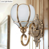 Brass Flower Sconce Wall Lamp For Bedroom - Traditional 1/2-Bulb Metal Light Fixture