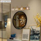 Brass Flower Wall Sconce With Frosted Opal Glass - 1/2/3 Lights Rural Bathroom Vanity Lighting
