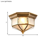 Brass Flush Mount Fixture With Curved Frosted Glass For Bedroom - 2 Lights