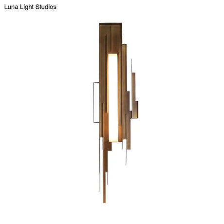 Brass/Gold Sconce Lamp: Irregular Shape With Left/Right Tip - Unique Metal Wall Lighting Fixture