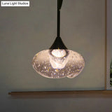 Brass Hanging Ceiling Pendant Light Clear Seeded Glass Oval Contemporary Style 1-Light