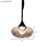Brass Hanging Ceiling Pendant Light Clear Seeded Glass Oval Contemporary Style 1-Light