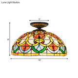 Brass Heart-Shaped Art Glass Flush Mount Ceiling Light With Baroque Design