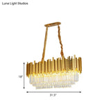 Brass Island Pendant - Traditional Crystal Dining Room Ceiling Light 31.5/39 Wide