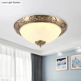 Brass Led Colonial Dome Ceiling Light In Opal Glass 12’/16’ For Bedroom