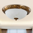 Brass Led Flush Lighting Traditional Milk White Glass Dome Shade Mount Lamp - 12’/16’/19.5’