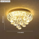 Brass Led Flush Mount Ceiling Light: Small Crystal Simplicity For Hallways