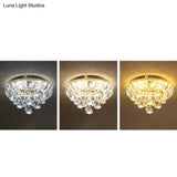 Brass Led Flush Mount Ceiling Light: Small Crystal Simplicity For Hallways