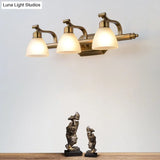 Brass Led Vanity Lighting For Makeup In Frosted Glass - American Bathroom Fixture