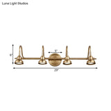 Brass Linear Led Vanity Sconce - Traditional 2/3/4-Light Bathroom Lighting