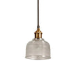Brass Loft Style Single-Bulb Pendant Ceiling Light With Lattice Glass Bowl Design / Clear