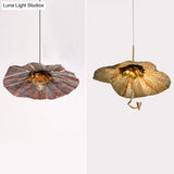 Brass Lotus Hanging Ceiling Light For Dining Room - 1 Metal Pendant Head