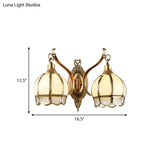 Brass Metal Floral Sconce - Traditional 1/2 Head Wall Light For Dining Room
