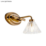 Brass Metal Led Cone Vanity Light Fixture - Traditional 1/2/3-Bulb Wall Sconce Lighting For