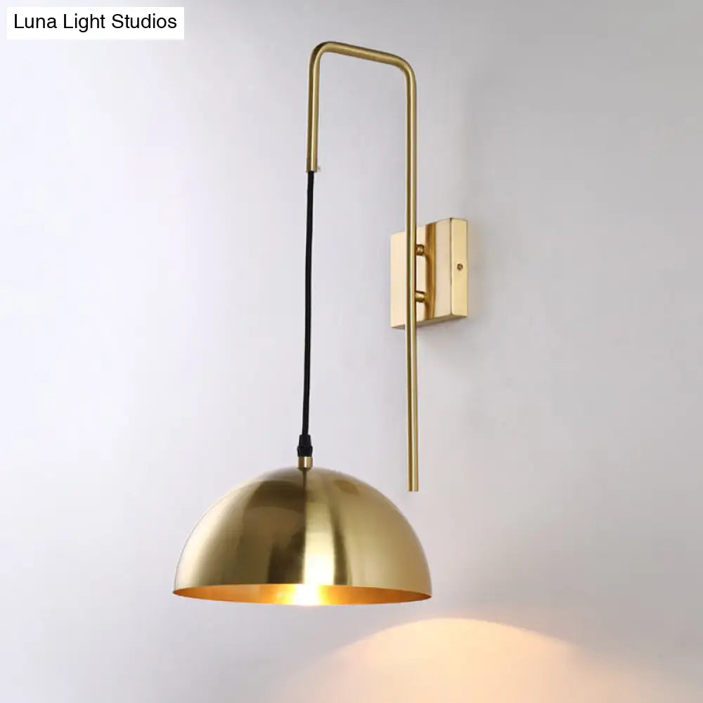 Brass Modernist Dome Sconce - Stylish 1-Bulb Wall Mounted Light Fixture For Bedroom
