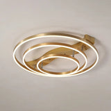 Brass Multi-Ring Led Flushmount Ceiling Light For Living Room 3 / White