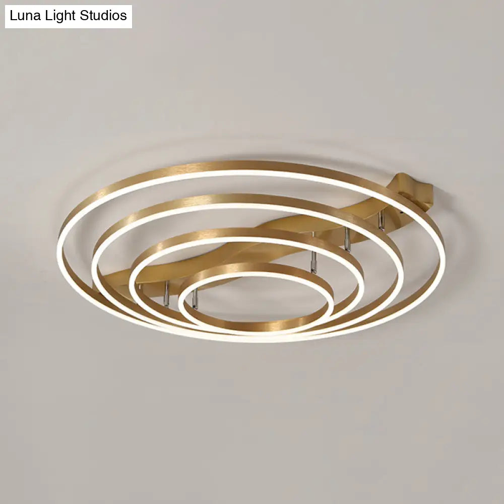 Brass Multi-Ring Led Flushmount Ceiling Light For Living Room