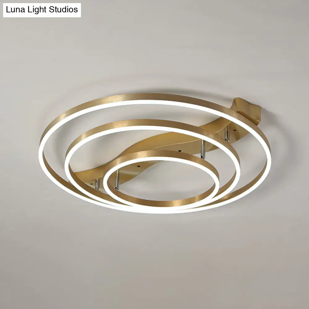 Brass Multi-Ring Led Flushmount Ceiling Light For Living Room