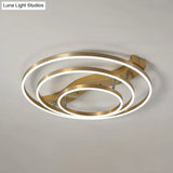 Brass Multi-Ring Led Flushmount Ceiling Light For Living Room