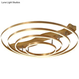 Brass Multi-Ring Led Flushmount Ceiling Light For Living Room