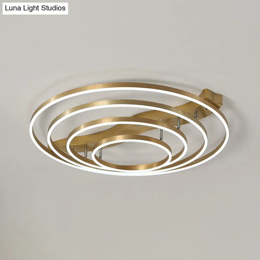 Brass Multi-Ring Led Flushmount Ceiling Light For Living Room