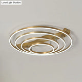 Brass Multi-Ring Led Flushmount Ceiling Light For Living Room