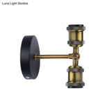 Brass Naked Bulb Wall Lamp - Vintage Industrial Metal Sconce With Swivel For Garage