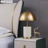 Brass Nightstand Lamp - Modern Metal Bowl Table Light For Bedroom