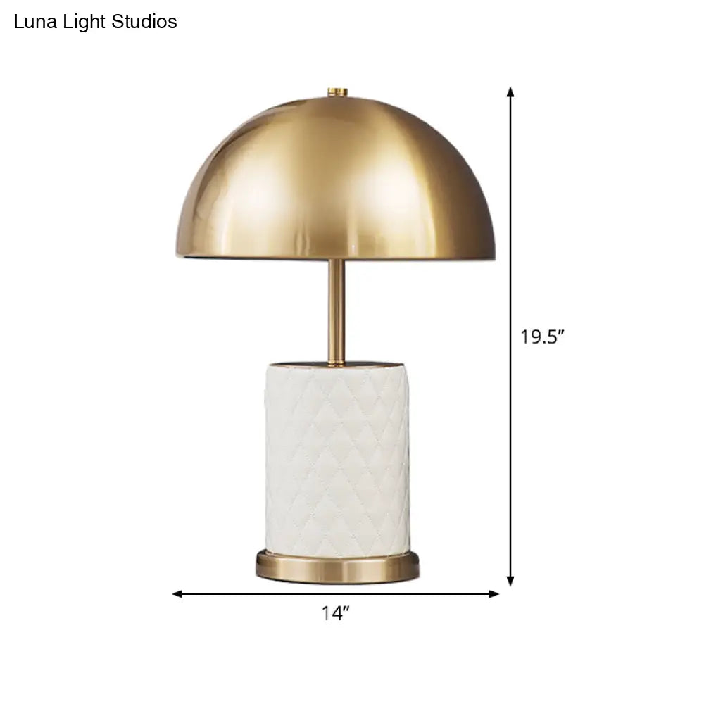 Brass Nightstand Lamp - Modern Metal Bowl Table Light For Bedroom