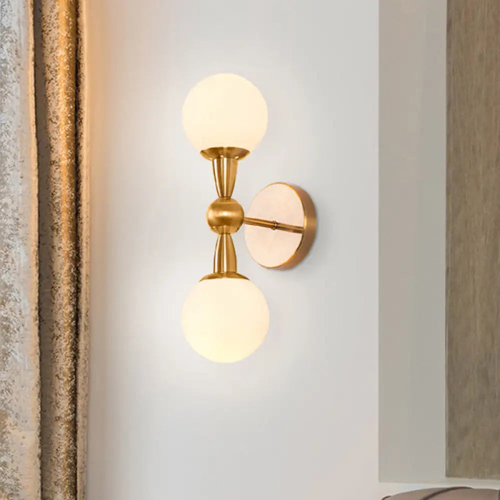 Brass Orb Wall Mount Light With Opal Glass Lampshade - Mid Century Lighting Idea 2 /