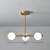 Brass Plated Glass Sphere Island Pendant Light - Modern Hanging Lighting For Dining Room 3 / White