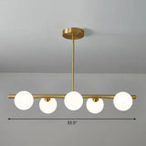 Brass Plated Glass Sphere Island Pendant Light - Modern Hanging Lighting For Dining Room 5 / White