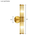 Brass Ribbed Crystal Wall Sconce With 1/2-Light For Traditional Bedroom Lighting
