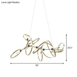 Brass Ring-Shaped Pendant Chandelier With 6 Bulbs Minimalist Lighting For Dining Room Ceiling