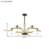Brass Round Led Ceiling Light: Simple Acrylic Pendant Chandelier For Sleeping Room