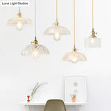 Brass Shaded Textured Glass Pendant Light - Antique 1-Light Fixture For Restaurants