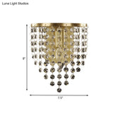 Brass-Toned Tapered Wall Sconce With Crystal Chain - Minimalist 1-Light Mounted Fixture