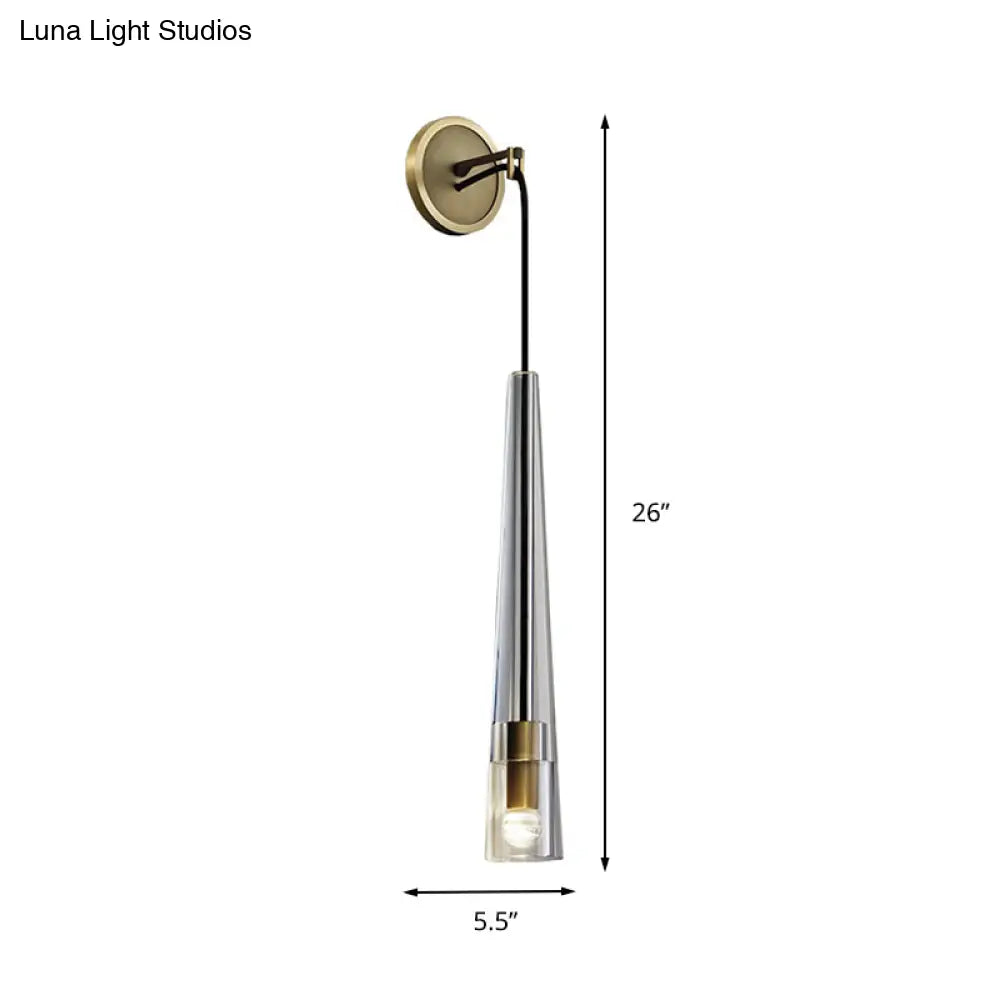 Brass Tradition Cone Sconce: Wall-Mounted Stairway Light Fixture With 1 Bulb