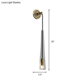 Brass Tradition Cone Sconce: Wall-Mounted Stairway Light Fixture With 1 Bulb