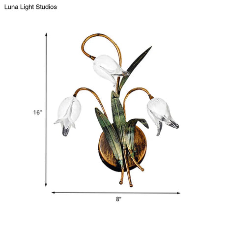 Brass Tulip Wall Sconce Countryside Metal Lighting Bathroom Mounted Light