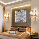 Brass Wall Lamp With Beveled Glass Flared Shade - Simplicity Corridor Light Fixture 1 /