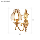 Brass Wall Lamp With Beveled Glass Flared Shade - Simplicity Corridor Light Fixture