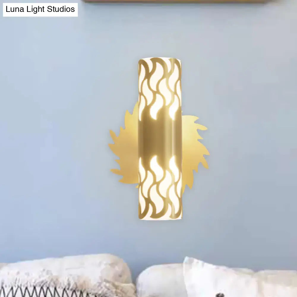 Brass Wall Mount Led Sconce Lamp - Unique Tubular Design For Bedroom Lighting