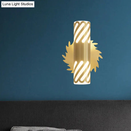 Brass Wall Mount Led Sconce Lamp - Unique Tubular Design For Bedroom Lighting