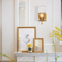 Brass Wall Sconce Light Fixture With Crystal Accent - Traditionary Metal Design